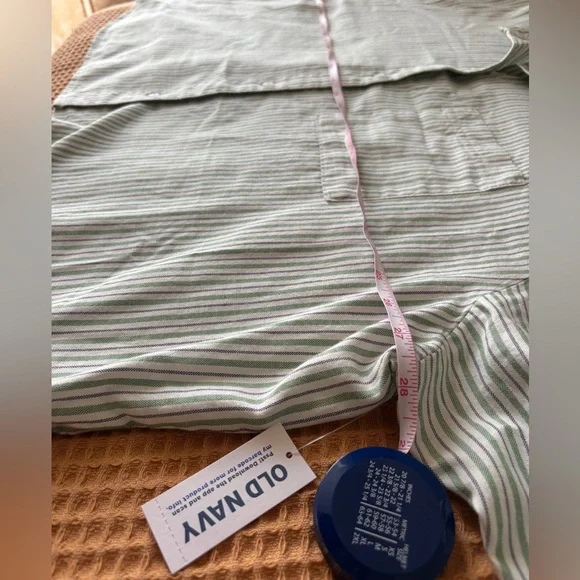 NWT Old Navy Cropped Button-Down White and Green Striped Shirt | Women’s XXL - Picture 9 of 16